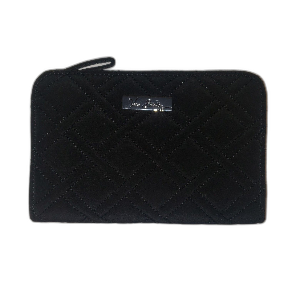VERA BRADLEY Zip Around Wristlet Wallet Strap Classic Black Microfiber NEW - Picture 1 of 9